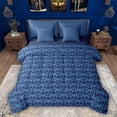thumbnail image 1 of Feelyou Damask Flower Women Comforter Set 7pcs, Blue Boho Gothic Bat Queen Bedding Sets, 1 of 8