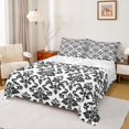thumbnail image 1 of Feelyou Damask Women Twin Sheet Sets, White Black Mandala Flower Bedding, 3 Pieces, 1 of 7