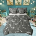 thumbnail image 1 of Feelyou Dark Gray Hand Drawn Dinosaur Twin Bedding Sets for Men Women Kids, Chalk Style Wildlife Bedding Comforter Set, Gray White, Grey Reversible, 7pcs, 1 of 7