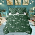 thumbnail image 1 of Feelyou Deep Green Dinosaur Twin Bedding Sets for Boys Men, Retro Line Wildlife Art Bedding Comforter Set, Green, Reversible, 7-Piece, 1 of 7