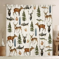 Feelyou Deer Elk Black Out Curtains, Hunting and Fishing Curtains Pack of 2 (42x63 Each)
