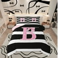 thumbnail image 1 of Feelyou Diamond Letter B King Size Comforter Sets, Giltter Monogrammed Bedding Comforter Set, Chic Abstract Stripes Reversible Bedding Set,Ultra Soft Home Decor,3 Pieces, 1 of 8