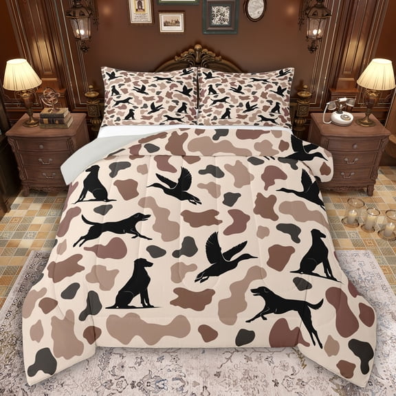 Feelyou Dog Duck Animal Twin Comforter Sets, Western Rustic Cabin Bedding Set, 2pcs