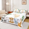 thumbnail image 1 of Feelyou Dog Pug Animal Queen Sheet Sets, Cartoon Cheetah Elephant Zebra Lover Flat Sheet, Teens Kids Boys Girls Queen Fitted Sheet, Lightweight Room Decor, 4pcs, 1 of 7