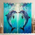 thumbnail image 1 of Feelyou Dolphin Black Out Curtains, Romantic Sealife Curtains Pack of 2 (42x63 Each), 1 of 6
