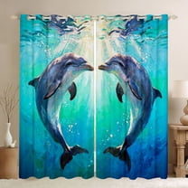Feelyou Dolphin Black Out Curtains, Romantic Sealife Curtains Pack of 2 (42x63 Each)