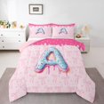 thumbnail image 1 of Feelyou Donut Initial A Teens Twin Comforter Sets, Princess Pink Bowknot Bedding Set, 2pcs, 1 of 8