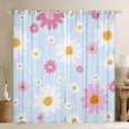 thumbnail image 1 of Feelyou Dreamy Blue Floral Curtains Pack of 2 (42x84 Each), Kawaii Daisy Groovy Flower Curtains Blackout, Dreamy Princess Style Bedroom Curtains, Window Curtains Decor, 1 of 6