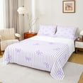 thumbnail image 1 of Feelyou Dreamy Bowknot Bow Queen Sheet Sets, Purple Lines Abstract Bed Set, 4pcs, 1 of 7