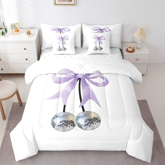 Feelyou Dreamy Bowknot 7pcs King Bedding Set, Disco Ball Kids Comforter Set