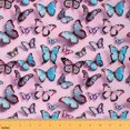 thumbnail image 1 of Feelyou Dreamy Butterfly Fabric by the Yard 3 Yards, Pink Blue Room Decor Fabric by the Yard, Kawaii Animal Fabric for Sewing, Ultra Soft Home Decor, 1 of 6