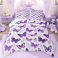thumbnail image 1 of Feelyou Dreamy Butterfly Kid Full Size Comforter Sets, Purple Leaves Bedding Sets, 3pcs, 1 of 8