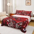 thumbnail image 1 of Feelyou Dreamy Butterfly Rose Full Size Sheets, Glitter Diamond Bed Sheets, Chic Red Stripes Sheet Sets, Super Cozy Room Decor, 4 Pieces, 1 of 7