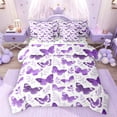 thumbnail image 1 of Feelyou Dreamy Butterfly Twin Bedding Sets 7-Piece, Purple Leaves Bedding Comforter Set, 1 of 8