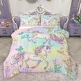 thumbnail image 1 of Feelyou Dreamy Cartoon Unicorn Full Size Comforter Sets, Kawaii Butterfly Animal Bedding Comforter Set, Fairy Tale Theme Reversible Bedding Sets, Lightweight Room Decor, 3 Pieces, 1 of 8