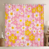Feelyou Dreamy Pink Floral Black Out Curtains, Kawaii Cartoon Curtains Pack of 2 (42x63 Each), Cherry Blossoms Flower Bedroom Curtains, Window Curtains Decor