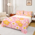 thumbnail image 1 of Feelyou Dreamy Pink Floral Twin Sheet Sets, Kawaii Cartoon Twin Fitted Sheet, Cherry Blossoms Flower Flat Sheet, Lightweight Room Decor, 3 Pieces, 1 of 8