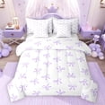 thumbnail image 1 of Feelyou Dreamy Purple Bow Twin Bedding Sets 7pcs, Bowknot Butterfly Bedding Comforter Set, 1 of 8