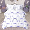 thumbnail image 1 of Feelyou Dreamy Purple Bowknot Bedding Comforter Set 7 Pieces, Kawaii Princess Style Full Bedding Set, Girly Fashion Bow Reversible Fitted Sheet Flat Sheet, Luxury Bedroom Decor, 1 of 7