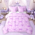 thumbnail image 1 of Feelyou Dreamy Purple Bowknot Bedding Comforter Set 7pcs, Boy Girl Queen Bedding Sets, 1 of 8