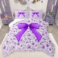 thumbnail image 1 of Feelyou Dreamy Purple Bowknot Full Size Comforter Sets for Kid, Spring Flower Floral Bedding Comforter Set, Western Fashion Style Reversible Bedding Sets, Lightweight Room Decor, 3-Piece, 1 of 8