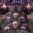 thumbnail image 1 of Feelyou Dreamy Purple Flower Bedding Comforter Set 7pcs, Bohemian Skeleton King Bedding Sets, Couple Valentine's Day Reversible Bed Sheets, Ultra Soft Bedroom Decor, 1 of 8