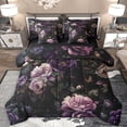 thumbnail image 1 of Feelyou Dreamy Purple Flower Bedding Comforter Set 7pcs, Rustic Plant Botanical Queen Bedding Sets, Mandala Boho Style Reversible Queen Sheet Sets, Luxury Bedroom Decor, 1 of 7