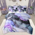 thumbnail image 1 of Feelyou Dreamy Purple Marbling Bedding Comforter Set 7pcs, Modern Fashion Stripes Queen Bedding Sets, Teens Adult Men Women Reversible Queen Sheet Sets, Luxury Bedroom Decor, 1 of 7