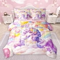 thumbnail image 1 of Feelyou Dreamy Purple Unicorn Bedding Comforter Set 7pcs for Kids, Cartoon Love Heart Flower King Bedding Sets, Kawaii Anime Animal Reversible Bed Sheets, Ultra Soft Bedroom Decor, 1 of 7