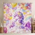 thumbnail image 1 of Feelyou Dreamy Purple Unicorn Black Out Curtains for Kids, Cartoon Love Heart Flower Curtains Pack of 2 (42x63 Each), Kawaii Anime Animal Bedroom Curtains, Living Room Curtains Decor, 1 of 7
