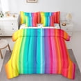 thumbnail image 1 of Feelyou Dreamy Rainbow Abstract Bedding Comforter Set 7 Pieces, Dreamy Stripes Geometric Full Bedding Set, Teens Boys Girls Kids Reversible Fitted Sheet Flat Sheet, Ultra Soft Home Decor, 1 of 7