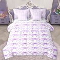 thumbnail image 1 of Feelyou Dreamy Ribbon Kids Bedding Comforter Set 7pcs, Cartoon Princess Bowknot King Bedding Sets, Purple Bow Theme Reversible Bed Sheets, Microfiber Bedroom Decor, 1 of 7