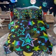 thumbnail image 1 of Feelyou Dreamy Stars Graffiti Twin Bedding Sets 7-Piece for Kids, Black Blue Cartoon Bedding Comforter Set, Fashion Love Heart Reversible Sheet Sets, Ultra Soft Bedroom Decor, 1 of 9