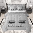 thumbnail image 1 of Feelyou Dreamy Unicorn Bedding Comforter Set 7 Pieces for Kids, Eyelash Makeup Full Bedding Set, Girly Princess Style Fitted Sheet Flat Sheet, Breathable Home Decor, 1 of 7
