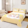thumbnail image 1 of Feelyou Dreamy Unicorn Child Bed Sheets, Cartoon Stars Rainbow King Sheets, Cute Yellow Horse Animal Sheet Set, Breathable Home Decor, 4 Pieces, 1 of 7