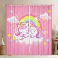 thumbnail image 1 of Feelyou Dreamy Unicorn Child Black Out Curtains, Cartoon Stars Rainbow Curtains Pack of 2 (42x63 Each), Girly Pink Animal Bedroom Curtains, Window Curtains Decor, 1 of 7