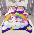 thumbnail image 1 of Feelyou Dreamy Unicorn Child Queen Comforter Set, Purple Galaxy Sky Rainbow Bedding Sets, Kawaii Magic Animal Reversible Bedding Comforter Set, Super Cozy Room Decor, 3 Pieces, 1 of 8