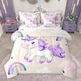 thumbnail image 1 of Feelyou Dreamy Unicorn Kid Bedding Comforter Set 7pcs, Watercolor Rainbow Print King Bedding Sets, Cloud Stars Galaxy Reversible Bed Sheets, Ultra Soft Bedroom Decor, 1 of 7