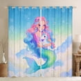 thumbnail image 1 of Feelyou Dreamy Unicorn Mermaid Curtains Pack of 2 (42x84 Each) for Girls, Watercolor Galaxy Curtains Blackout, Blue Pink, 1 of 6