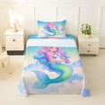 thumbnail image 1 of Feelyou Dreamy Unicorn Mermaid Twin Sheet Sets for Girls, Watercolor Galaxy Bedding, Blue Pink, 3pcs, 1 of 5