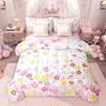 thumbnail image 1 of Feelyou Dreamyink Cherry Blossoms Bedding Comforter Set 7pcs, Pink Flower Floral Queen Bedding Sets, Teens Kids Girls Women Reversible Queen Sheet Sets, Luxury Bedroom Decor, 1 of 8