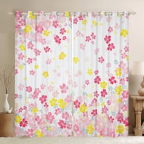 Feelyou Dreamyink Cherry Blossoms Black Out Curtains, Pink Flower Floral Curtains Pack of 2 (42x63 Each), Teens Kids Girls Women Bedroom Curtains, Blackout Curtains Bedroom Decor