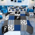 thumbnail image 1 of Feelyou Eat Hockey Sleep Queen Comforter Set, Blue Patchwork Plaid Bedding Set, 3pcs, 1 of 8