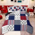 thumbnail image 1 of Feelyou Eat Sleep Football Teen Queen Comforter Set, Plaid Stripes Bedding Set, 3pcs, 1 of 8