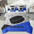 thumbnail image 1 of Feelyou Eat Sleep Hockey Bedding Comforter Set 7pcs for Child, Ball Game Lover King Bedding Sets, Cartoon Sports Theme Reversible Bed Sheets, Breathable Home Decor, 1 of 7