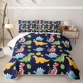 thumbnail image 1 of Feelyou Egg Dinosaur Quilt King for Boys Girls, Ancient Wildlife King Coverlet Set, Navy, 3-Piece, 1 of 7