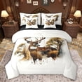 thumbnail image 1 of Feelyou Elk Deer Moose Bedding Comforter Set 7pcs for Men, Western Wooden Cabin Queen Bedding Sets, Woodland Wildlife Theme Reversible Queen Sheet Sets, Microfiber Bedroom Decor, 1 of 8