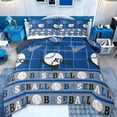 thumbnail image 1 of Feelyou Est Baseball Sleep Queen Comforter Set for Teens, Modern Ball Gaming Bedding Sets, Vintage Blue Plaid Reversible Bedding Comforter Set, Super Cozy Room Decor, 3pcs, 1 of 8