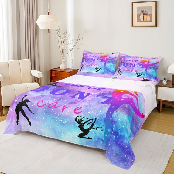Feelyou Est Gymnast Sleep Full Size Sheets, Watercolor Galaxy Bed Sheets, 4pcs