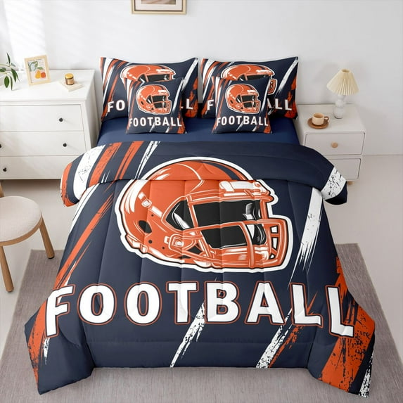 Feelyou Est Rugby Sleep Twin Bedding Sets 7pcs, Sport Theme Bedding Comforter Set